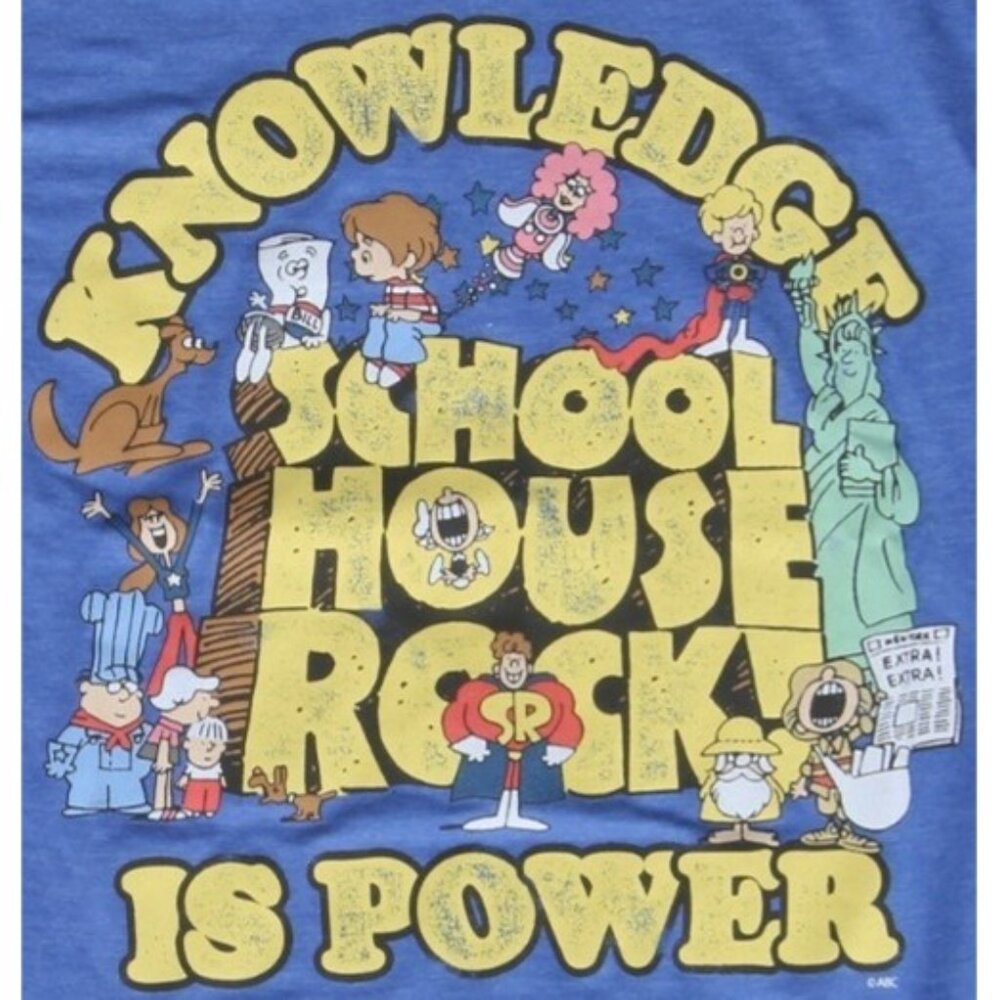 Ripple Junction "School House Rock - Knowledge is Power" Unisex Tee Sz Large EUC